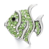 20MM green design Rhinestone enamel Metal snap button charms
