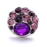 20MM purple design Rhinestone enamel Metal snap button charms
