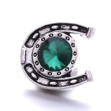 20MM green design Rhinestone enamel Metal snap button charms
