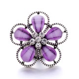 20MM purple design Rhinestone enamel Metal snap button charms