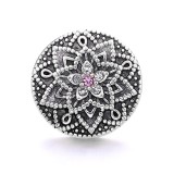 20MM pink design Rhinestone enamel Metal snap button charms