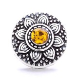 20MM yellow design Rhinestone enamel Metal snap button charms