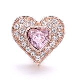 20MM pink design Rhinestone enamel Metal snap button charms