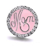 20MM pink design Rhinestone enamel Metal snap button charms