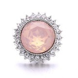 20MM pink design Rhinestone enamel Metal snap button charms