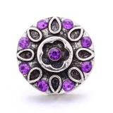 20MM purple design Rhinestone enamel Metal snap button charms