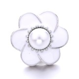20MM white red design Rhinestone enamel Metal snap button charms