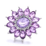 20MM purple design Rhinestone enamel Metal snap button charms