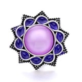 20MM purple design Rhinestone enamel Metal snap button charms