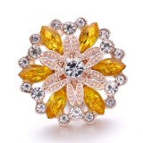 20MM yellow design Rhinestone enamel Metal snap button charms