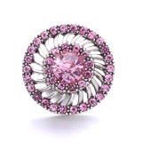 20MM pink design Rhinestone enamel Metal snap button charms