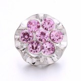 20MM pink design Rhinestone enamel Metal snap button charms