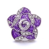20MM purple design Rhinestone enamel Metal snap button charms