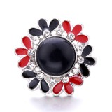 20MM black design Rhinestone enamel Metal snap button charms
