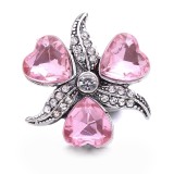 20MM pink design Rhinestone enamel Metal snap button charms