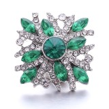 20MM green design Rhinestone enamel Metal snap button charms