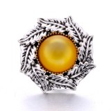 20MM yellow design Rhinestone enamel Metal snap button charms
