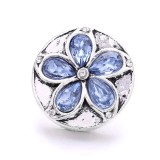 20MM blue design Rhinestone enamel Metal snap button charms