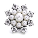 20MM white red design Rhinestone enamel Metal snap button charms