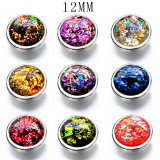 12mm Resin oval stone like color DIY snap button charms