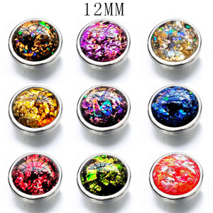 12mm Resin oval stone like color DIY snap button charms