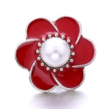 20MM white red design Rhinestone enamel Metal snap button charms