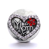 20MM red design Rhinestone enamel Metal snap button charms