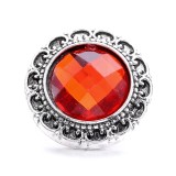 20MM red design Rhinestone enamel Metal snap button charms
