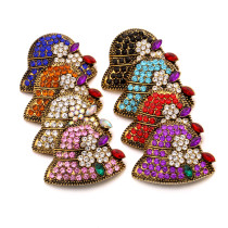 20MM Retro Hat rhinestones design Metal snap button charms