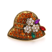 20MM Retro Hat rhinestones design Metal snap button charms
