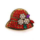 20MM Retro Hat rhinestones design Metal snap button charms