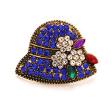20MM Retro Hat rhinestones design Metal snap button charms
