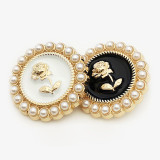 20MM Metal Pearl rose snap button charms