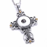 cross Metal Pendant 60CM Necklace for 20mm Snaps button jewelry wholesale