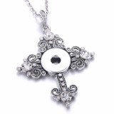 cross Metal Pendant 60CM Necklace for 20mm Snaps button jewelry wholesale
