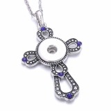 cross Metal Pendant 60CM Necklace for 20mm Snaps button jewelry wholesale