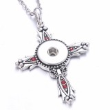 cross Metal Pendant 60CM Necklace for 20mm Snaps button jewelry wholesale