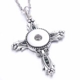 cross Metal Pendant 60CM Necklace for 20mm Snaps button jewelry wholesale