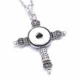 cross Metal Pendant 60CM Necklace for 20mm Snaps button jewelry wholesale