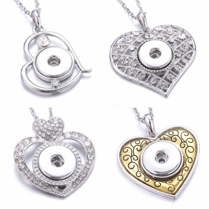 Valentine's Day  love Metal Pendant 60CM Necklace for 20mm Snaps button jewelry wholesale