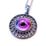 Colorful alloy Metal Pendant 60CM Necklace for 20mm Snaps button jewelry wholesale