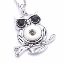owl Metal Pendant 60CM Necklace for 20mm Snaps button jewelry wholesale