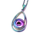 Colorful alloy Metal Pendant 60CM Necklace for 20mm Snaps button jewelry wholesale