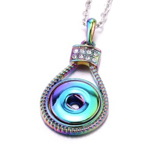 Colorful alloy Metal Pendant 60CM Necklace for 20mm Snaps button jewelry wholesale