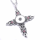 cross Metal Pendant 60CM Necklace for 20mm Snaps button jewelry wholesale