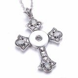 cross Metal Pendant 60CM Necklace for 20mm Snaps button jewelry wholesale