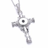 cross Metal Pendant 60CM Necklace for 20mm Snaps button jewelry wholesale