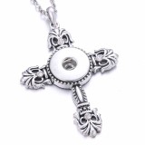 cross Metal Pendant 60CM Necklace for 20mm Snaps button jewelry wholesale