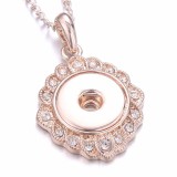 Rose gold Metal Pendant 60CM Necklace for 20mm Snaps button jewelry wholesale