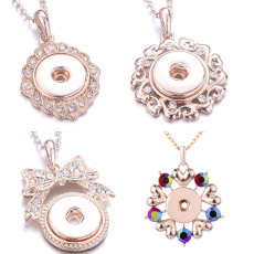 Rose gold Metal Pendant 60CM Necklace for 20mm Snaps button jewelry wholesale